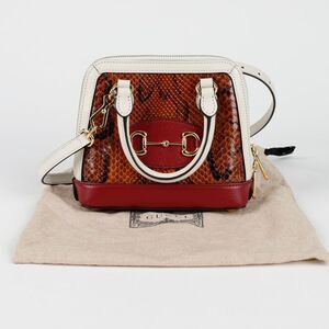 Horsebit Mini Python Top Handle Tote Shoulder Bag